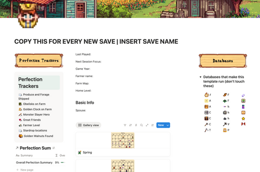 Stardew Valley Perfection Tracker for Notion