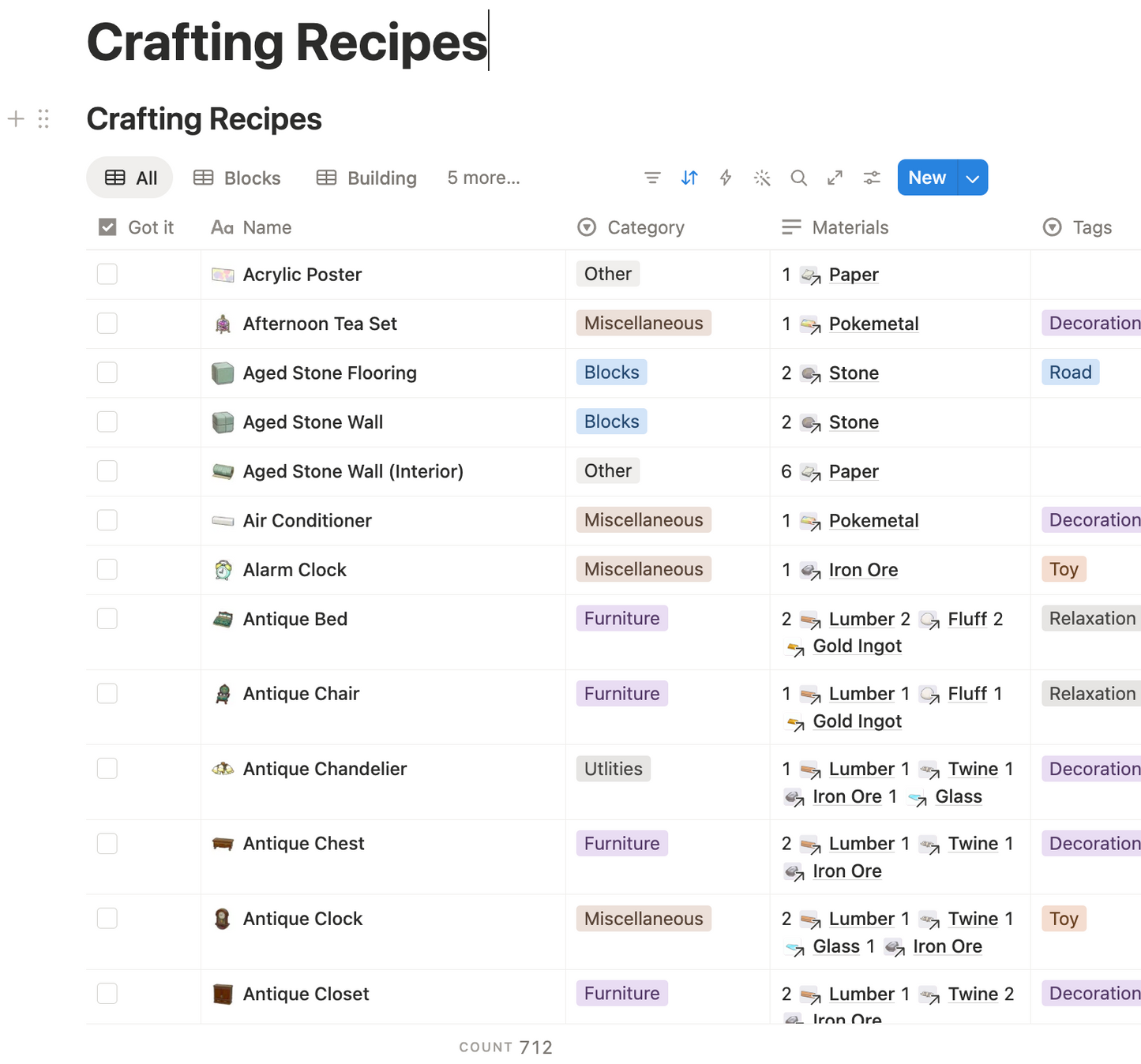 Pokopia Completion Tracker, Notion Template